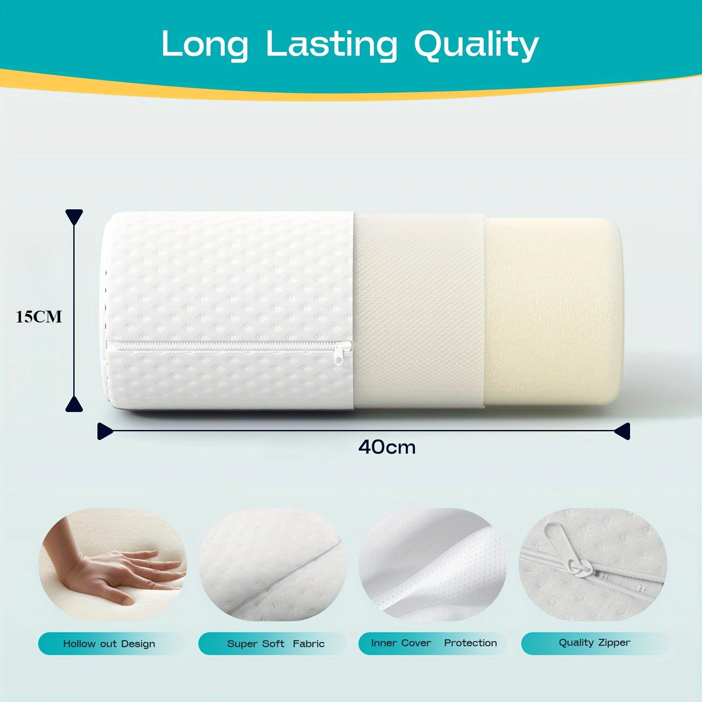 Rund Cervikal Kudde med Avtagbart Tvättbart Överdrag – Ergonomiskt Designad för Huvud, Nacke, Rygg och Ben